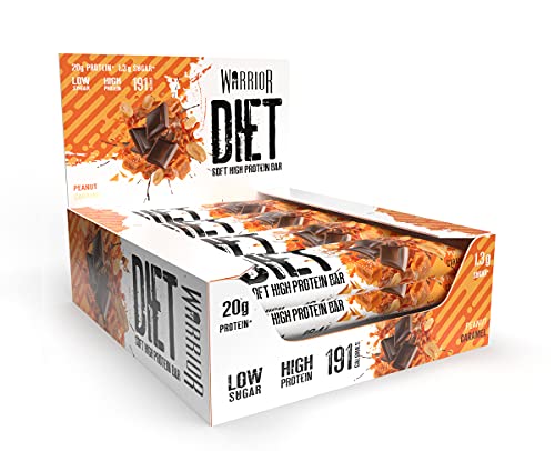 Warrior Diet Protein Bar - Low Sugar and High Protein - 12 x 55g (Caramel Peanut) | High-Quality Crisps & Snacks | MySupplementShop.co.uk