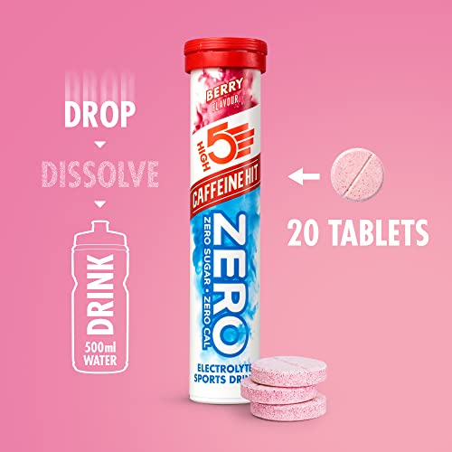 HIGH5 ZERO Caffeine Hit Electrolyte Hydration Tablets Added Vitamin C (Berry 8x20 Tablets) | High-Quality Electrolyte Replacements | MySupplementShop.co.uk