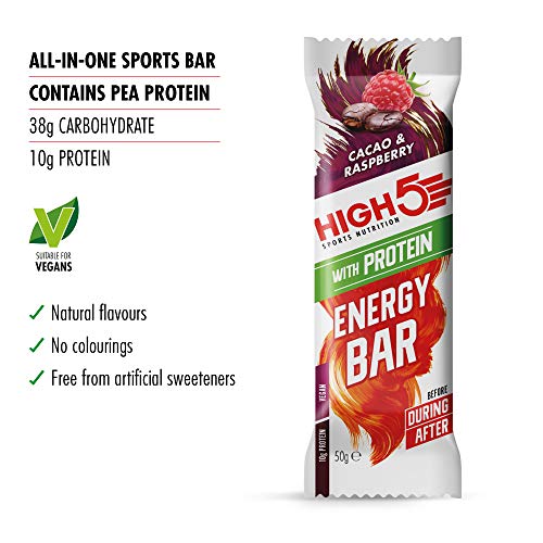 HIGH5 Energy Bar with Protein 12x50g Cacao & Raspberry | High-Quality Sports Nutrition | MySupplementShop.co.uk
