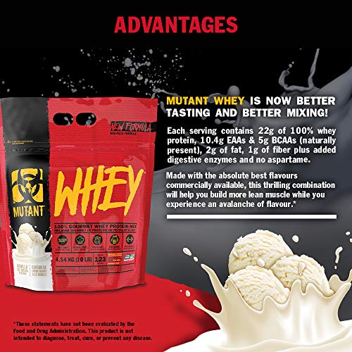 Mutant Whey - 100% Whey Protein Powder Gourmet Taste 22g of Protein 10.4 g EAAs 5 g BCAAs Fast Absorbing Easy Digesting- 4.54 kg - Cookies and Cream | High-Quality Whey Proteins | MySupplementShop.co.uk