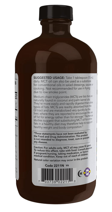 NOW Foods MCT Oil, Pure Liquid - 473 ml. | High-Quality Oils | MySupplementShop.co.uk