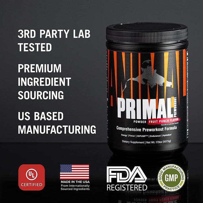 Animal Primal Preworkout Powder, Fruit Punch - 507g by Universal Nutrition at MYSUPPLEMENTSHOP.co.uk