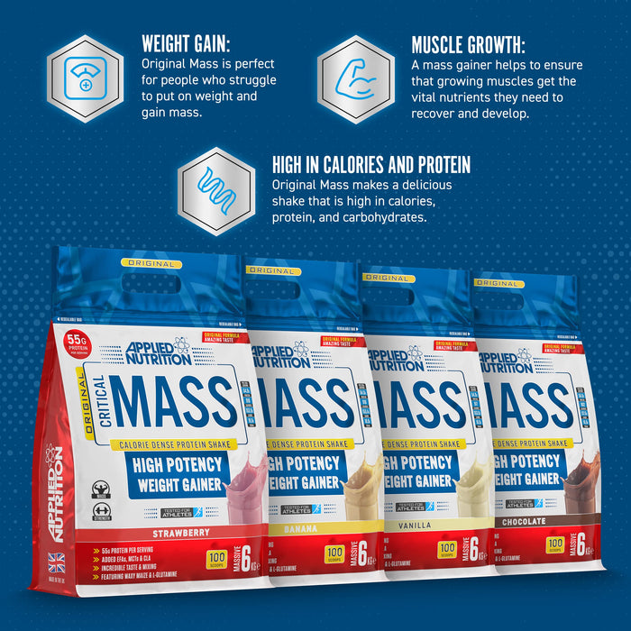 Applied Nutrition Critical Mass - Original, Banana - 6000 grams | High-Quality Weight Gainers & Carbs | MySupplementShop.co.uk