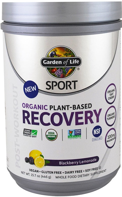Garden of Life Organic Plant-Based Recovery, Blackberry Lemonade - 446g | High-Quality Pre & Post Workout | MySupplementShop.co.uk