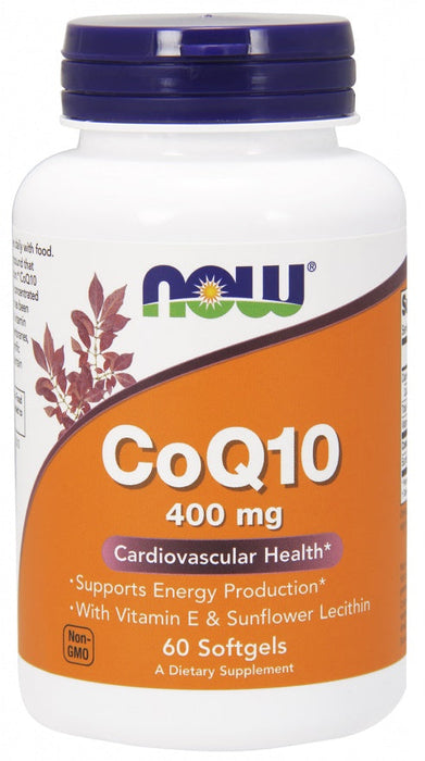 NOW Foods CoQ10 with Lecithin & Vitamin E, 400mg - 60 softgels - Health and Wellbeing at MySupplementShop by NOW Foods