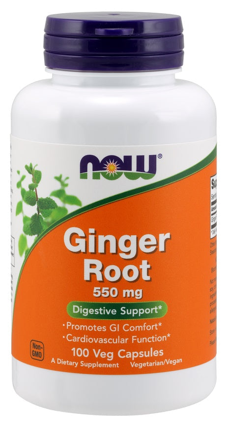 NOW Foods Ginger Root, 550mg - 100 vcaps | High-Quality Health and Wellbeing | MySupplementShop.co.uk