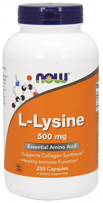 NOW Foods L-Lysine, 500mg - 250 vcaps - Amino Acids and BCAAs at MySupplementShop by NOW Foods