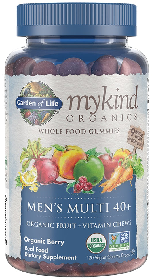 Garden of Life Mykind Organics Men's Multi 40+ Gummies, Organic Berry - 120 vegan gummy drops | High-Quality Health and Wellbeing | MySupplementShop.co.uk