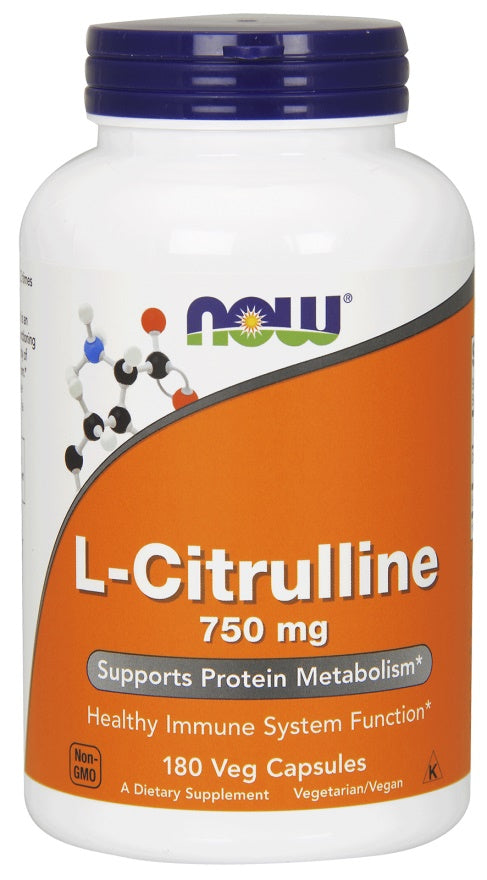 NOW Foods L-Citrulline, 750mg - 180 vcaps | High-Quality Amino Acids and BCAAs | MySupplementShop.co.uk