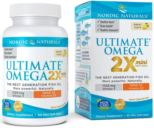 Nordic Naturals Ultimate Omega 2X Mini with Vitamin D3, 1120mg Lemon - 60 softgels - Health and Wellbeing at MySupplementShop by Nordic Naturals