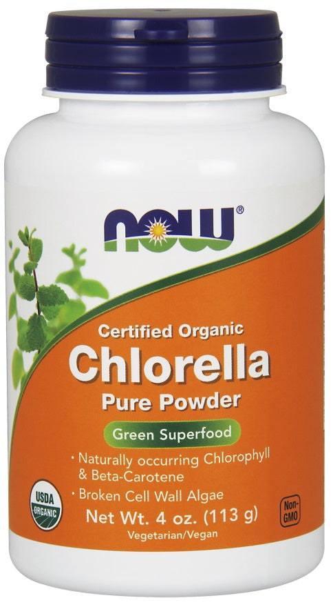 NOW Foods Chlorella, Organic Pure Powder - 113g | High-Quality Health and Wellbeing | MySupplementShop.co.uk