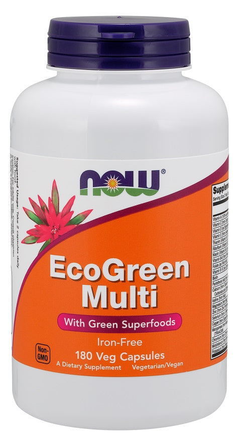 NOW Foods EcoGreen Multi, Iron Free - 180 vcaps | High-Quality Vitamins & Minerals | MySupplementShop.co.uk