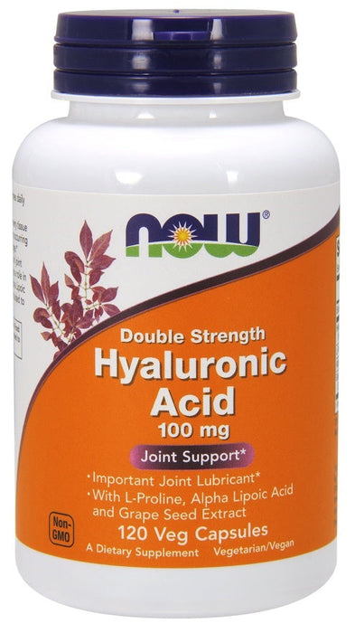 NOW Foods Hyaluronic Acid, 100mg Double Strength - 120 vcaps - Joint Support at MySupplementShop by NOW Foods