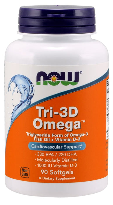 NOW Foods Tri-3D Omega - 90 softgels - Omegas, EFAs, CLA, Oils at MySupplementShop by NOW Foods