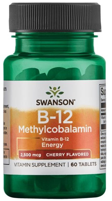 Swanson Vitamin B-12 Methylcobalamin, 2500mcg Cherry - 60 tablets | High-Quality Vitamins & Minerals | MySupplementShop.co.uk