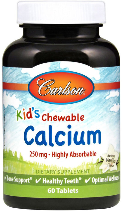 Carlson Labs Kid's Chewable Calcium, 250mg Natural Vanilla - 60 tabs - Vitamins & Minerals at MySupplementShop by Carlson Labs