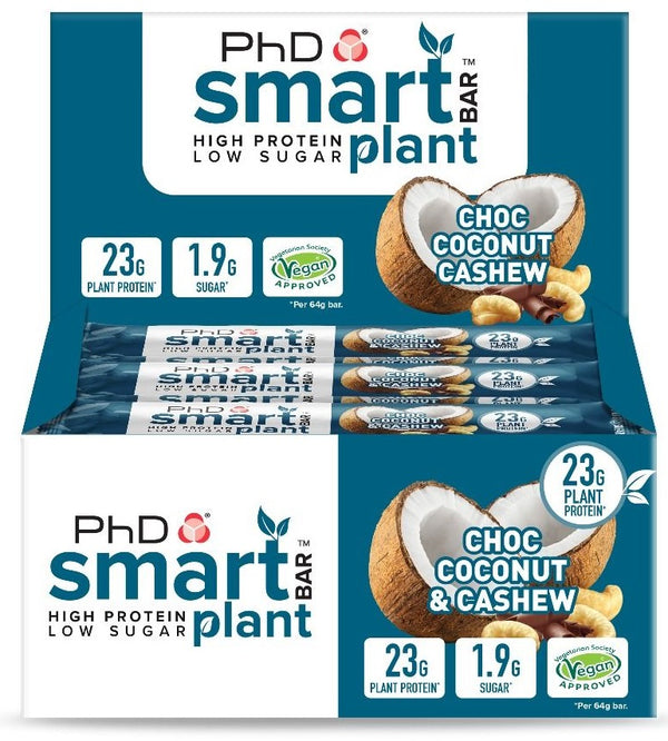 PhD Smart Bar Plant, Choc Coconut & Cashew - 12 bars | High-Quality Protein | MySupplementShop.co.uk