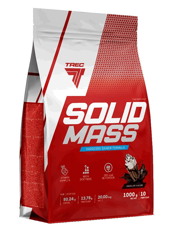 Trec Nutrition Solid Mass, Strawberry - 1000 grams | High-Quality Weight Gainers & Carbs | MySupplementShop.co.uk