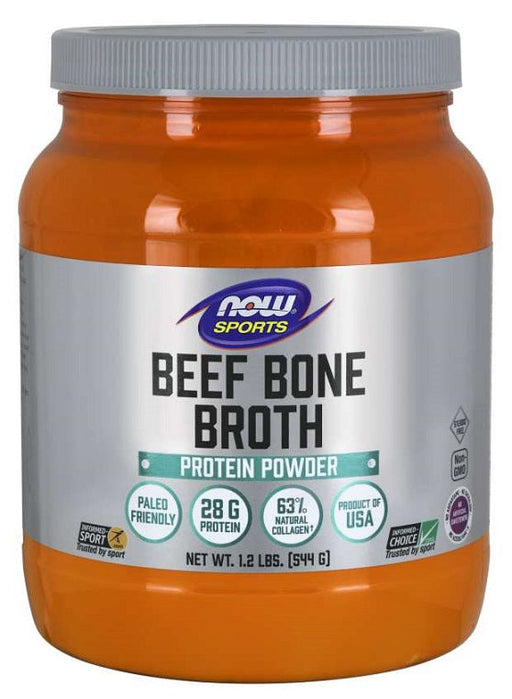 NOW Foods Bone Broth, Beef Powder - 544g | High-Quality Protein | MySupplementShop.co.uk