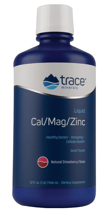 Trace Minerals Liquid Cal/Mag/Zinc, Strawberry - 946 ml. | High Quality Minerals and Vitamins Supplements at MYSUPPLEMENTSHOP.co.uk