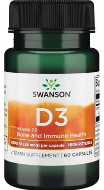 Swanson Vitamin D-3, 1000 IU - 60 caps | High-Quality Vitamins & Minerals | MySupplementShop.co.uk