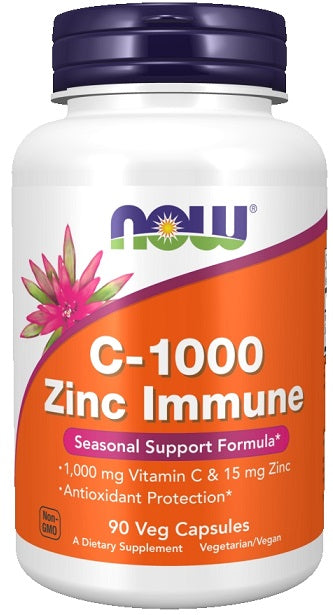 NOW Foods C-1000 Zinc Immune - 90 vcaps | High-Quality Sports Supplements | MySupplementShop.co.uk