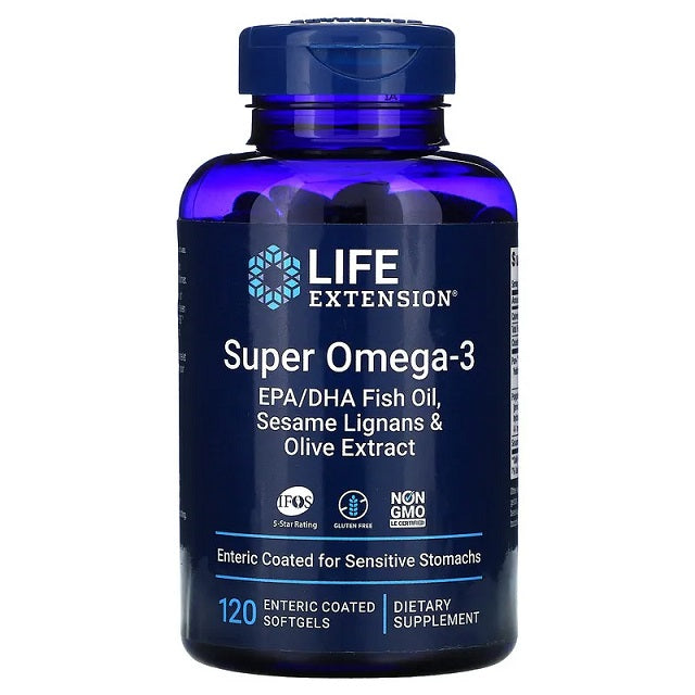 Life Extension Super Omega-3 EPA/DHA with Sesame Lignans & Olive Extract - 120 enteric coated softgels - Omega-3 at MySupplementShop by Life Extension