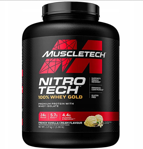 MuscleTech Nitro-Tech 100% Whey Gold, French Vanilla Cream - 2270 grams (EAN 631656256376) | High-Quality Protein | MySupplementShop.co.uk